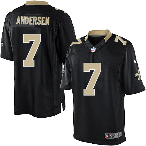 Men's Limited Morten Andersen Nike Jersey Black Home - #7 NFL New Orleans Saints